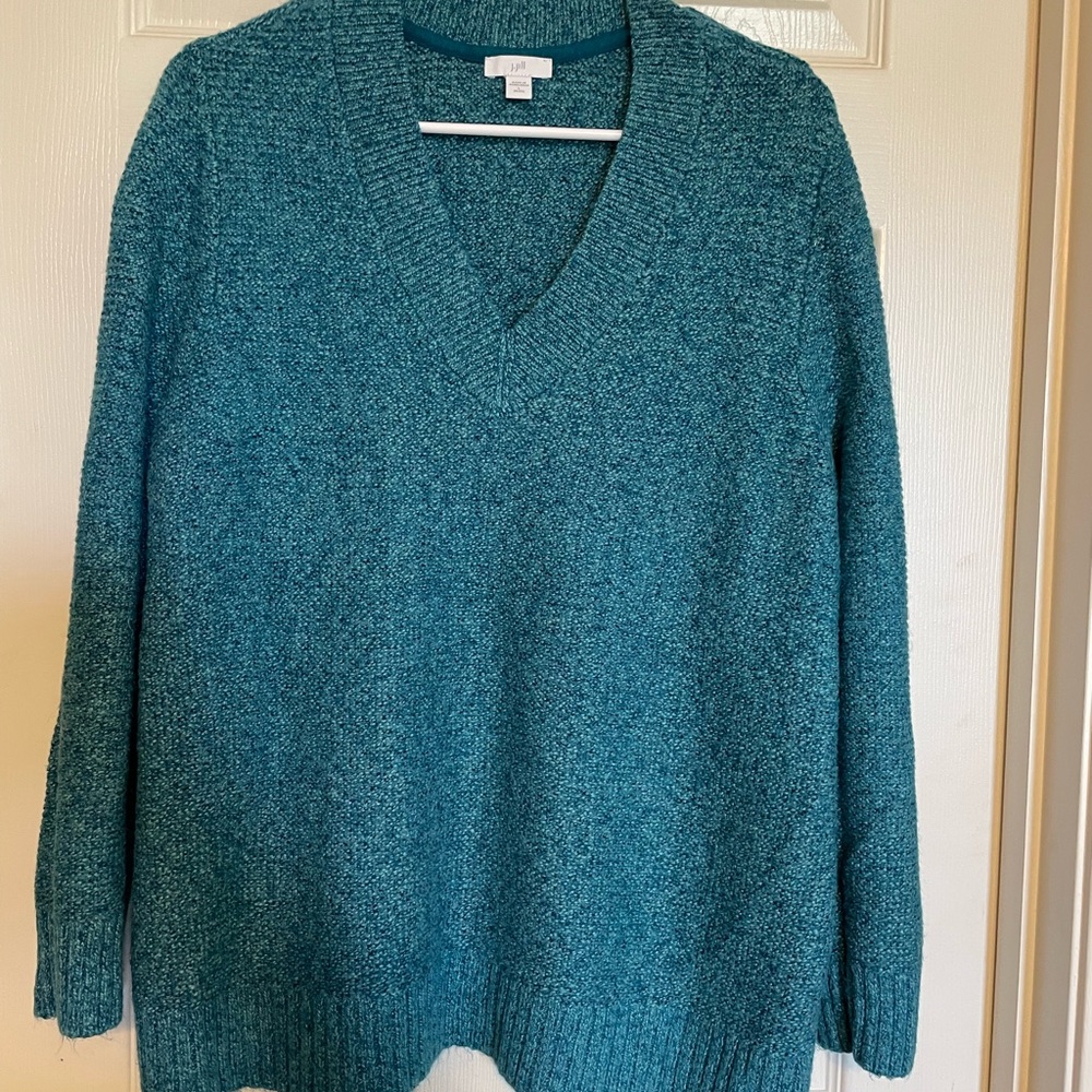 J. Jill Blue V-Neck Sweater with Relaxed Fit